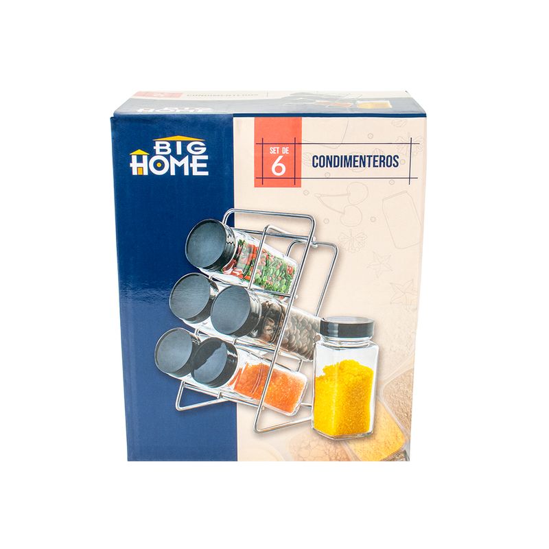 Set de condimentos de vidrio 6 piezas 80 ml con empaque