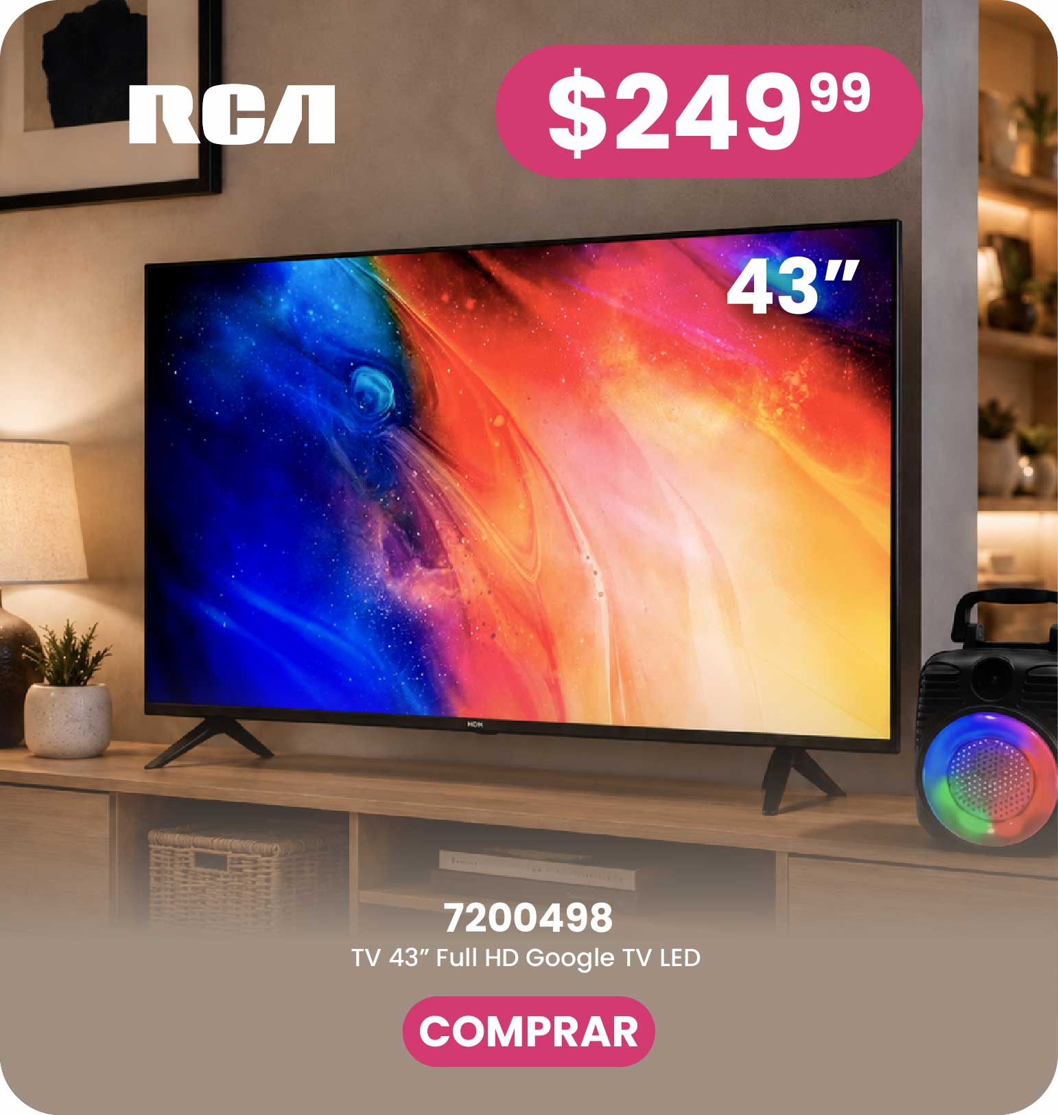 Televisor RCA 43 pulgadas Full HD Google TV en oferta